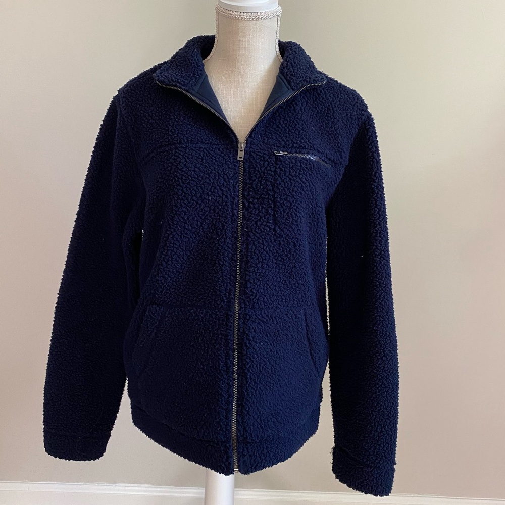 Banana Republic Navy Sherpa Full-Zip Jacket
